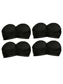 4 Pairs Forefoot Pads Half Toe Socks, Women Invisible Sandal Socks Non-Slip Thin Lace Socks - Black - View 3