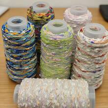 50g Cuentas metálicas mixtas, hilo de peluche teñido con degradado, adecuado para tejer suéteres, bufandas, chaquetas, manualidades - Disponible en múltiples colores - Tejido a mano - Multicolor - Ver 4