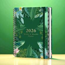 1本A5尺寸2026页铜版纸计划本 - 140页（70张），螺旋装订，带口袋和松紧带。包含月度索引、年度日历、节假日安排和联系人列表。精美笔记本，适用于办公室、家庭、学校和户外使用，是送给老师和男朋友的毕业礼物。 - 多色的 - 查看 10