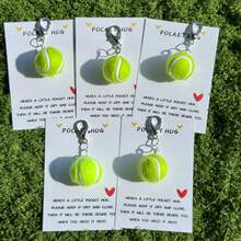 5/2/1pcs Cute Tennis Ball Keychain Pendant With Inspirational Quote, Suitable For Birthday, Mother's Day, Father's Day And Sports Events, Inspirational Mini Souvenir Gift - View 7