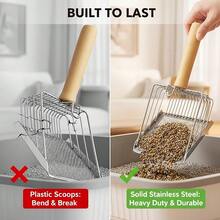 Stainless Steel Perforated Cat Litter Scoop, Metal Two-In-One Cat Litter Scoop, Special Tofu Sand Cat Litter Dedicated Scoop, Convenient Cat Litter Scoop, Cat Feces Scoop, Coarse And Precise Cutouts Dual-Purpose Cat Litter Cleaning Tool, Essential Item For Pet Cats, Pet Cat And Dog Supplies, Multi-Functional Use Tool, Beach Scoop Sand Tool, Shell Collecting And Sand Leakage Removal Tool - Multicolor - View 9
