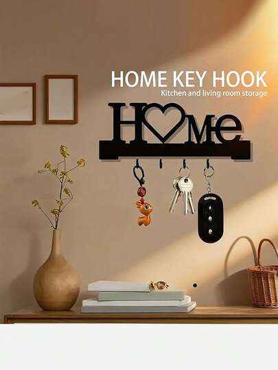 2pcs Metal Wall Mounted Key Hooks, Decorative Storage Organizer With Key Hooks, Coat Hooks And Bag Hooks, Includes Screws And Anchors, Suitable For Entryway, Kitchen, Pantry, Workplace, Car, Vintage Decor, Home Decor, Room Decor, Wall Decor