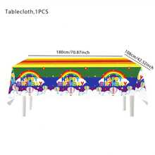 Grandee Pride 彩虹旗主题优质一次性塑料桌布，长方形桌布，适合 60-70 年代波西米亚主题生日派对、洗礼、嘉年华等场合。 - 查看 6