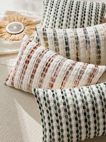 1/2 vỏ gối phong cách Boho 18x18 inch, họa tiết sọc trang trí nhà nông thôn, chất liệu chenille, có đường may nổi, màu trung tính, thích hợp cho phòng khách, ghế sofa và giường. - Màu Cam cháy - Xem 6