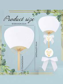 9pcs/Set White Bamboo Handle Round Folding Fan Wedding Gift Set, Includes Thank You Card & Bamboo Fan, Suitable For Wedding Guest Favors, Photography Decor, Wedding & Birthday Decoration, Ideal For Bride, Bachelorette Party - One Size Fits All - View 10