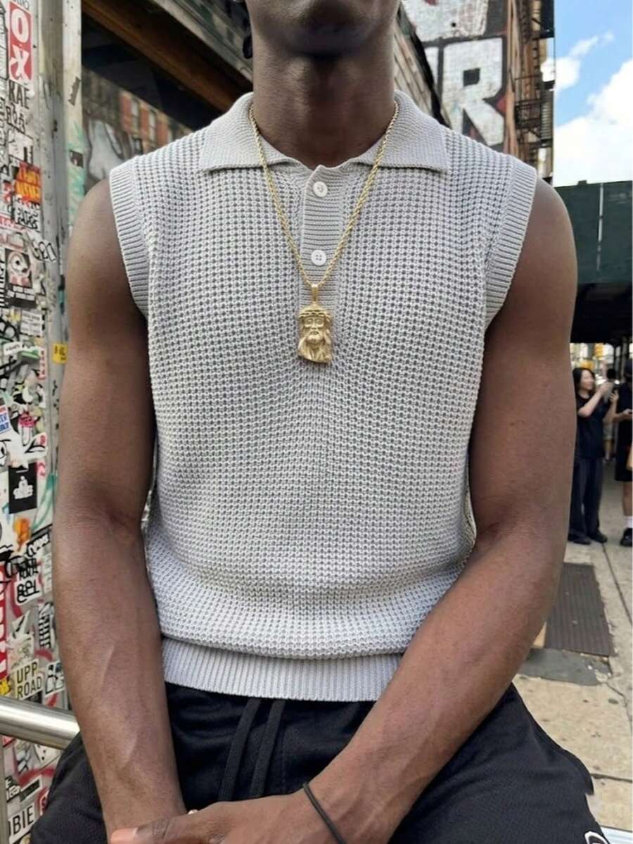 ANDREILEE Spring Summer Men's Women's American Casual Minimalist Solid Color Loose Fit Pullover Tank Top Sleeveless Shirt Back To School Season - Grey - View 1