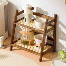 1pc Vintage Floor-Standing Desktop Storage Rack, Sturdy Weight-Bearing Double-Layer Desktop Storage Rack, Suitable For Home Living Room, Entryway, Kitchen Countertop And Bathroom, Can Store Teacups, Coffee Cups, Cosmetics And Perfumes - Multicolor - View 6