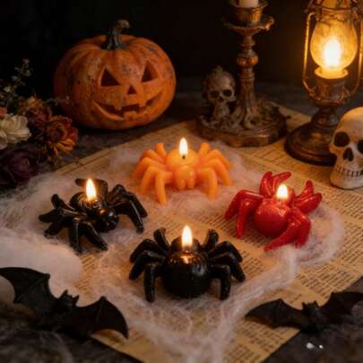 1支万圣节蜘蛛造型香薰蜡烛，哥特式家居装饰香薰蜡烛，营造万圣节派对诡异氛围，恐怖主题装饰，桌面摆件，创意礼物，蜘蛛蜡烛，万圣节装饰，哥特蜡烛，香薰蜡烛，家居装饰，诡异摆件，万圣节派对道具，鬼屋装饰，创意蜡烛，礼物