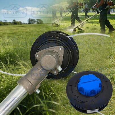 M10*1.25 Automatic Mower Head (Small OM Blue Head), High Quality Suitable For Garden Machinery, Gasoline Lawn Mowers, Gasoline Garden Machinery Trimmers, Garden Tools Grass Trimmer Head, Lawn Mower Accessories, Portable Gasoline Lawn Mower Head Parts, Quick Installation, Thread Size: M10*1.25mm