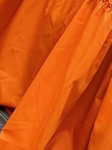 Women's Casual Bohemian Style Linen A-Line Maxi Dress With Ruffle Hem And Round Neck Short Sleeves Elegant Summer - Burnt Orange - View 5