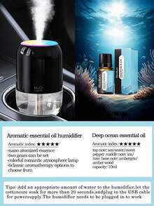 Humidificador de spray para coche de 200ml, producto humidificador para dormitorio y hogar, equipado con luz de ambiente colorida y función de luz nocturna, alimentado por USB, difusor de aceites esenciales, adecuado para decoración de interiores, oficina y uso en coche - Multicolor - Ver 27