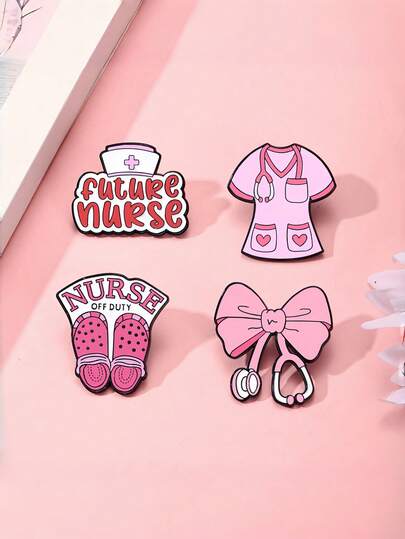 1/4 piezas Conjunto de alfileres esmaltados de "Futura enfermera", broches médicos lindos para mochilas, chaquetas, uniformes, insignias de "Futura enfermera fuera de servicio" para el Día de la Enfermera, regalo de graduación, insignias médicas lindas para estudiantes de enfermería, uniformes, regalo del Día de la Enfermera para colegas y amigos enfermeros