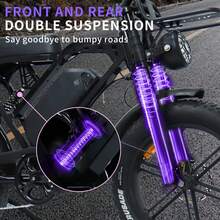 VOMO X80 Ultra E-Bike, 20-Inch Fat Bike Off-Road Electric Bicycle, 1000W Motor, 48V 15Ah Long-Range Battery, 7 Gears, Hydraulic Dual Brakes, Full Suspension, Suitable For Mountain Biking, Beach Riding And Riding In The Snow - 查看 9