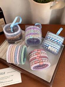 1 套（8 个）编织独特发圈 - 彩色 - 查看 1