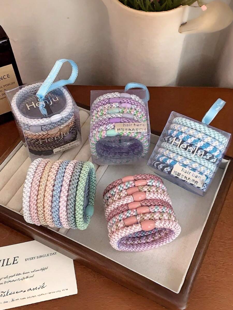 1 套（8 个）编织独特发圈 - 彩色 - 查看 1