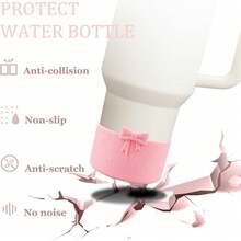 1个硅胶蝴蝶结水瓶/杯套，可爱3D蝴蝶造型，耐磨防滑防摔降噪，适用于史丹利水瓶 - 彩色 - 查看 6