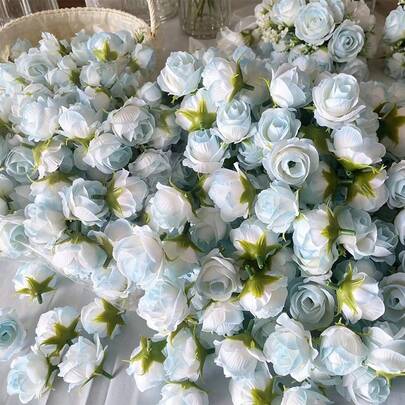 10/20/30pcs Artificial Rose Flower Heads And Buds, Wedding Decoration, Bridal Wrist Corsage, Bouquet Flowers, DIY Flower Wall, Scene Decor, Wedding, Party, Desktop, Room, Valentine's Day, Home, Kitchen, Wedding, Dining Table, Garden Decor