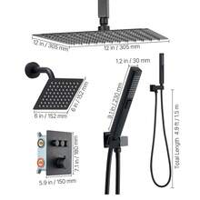 Grifos de ducha - 30 cm + 15 cm (12 + 6 pulgadas), negro mate, termostatoventil - Ver 11