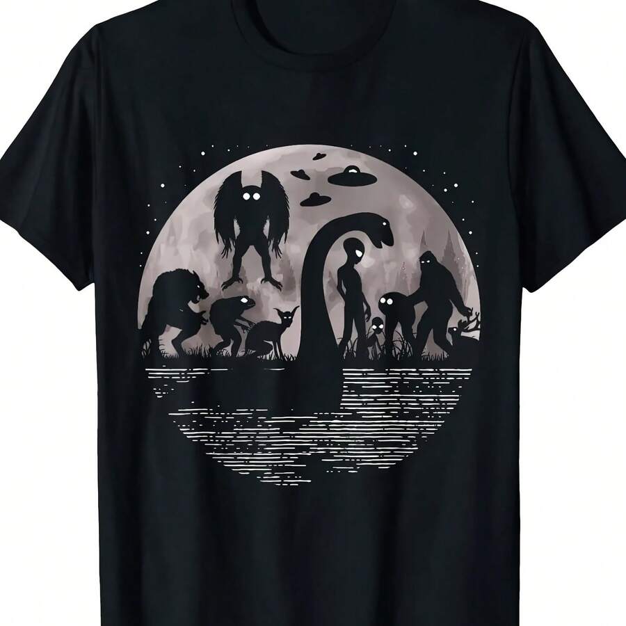 Moth For Man And Alien Fun Mysterious Creatures T-Shirt 100% Cotton Short Sleeve Crew Neck Casual All-Season Wear - 款式 - 查看 1