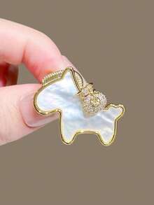 1 chiếc ghim cài áo hình chú ngựa nhỏ hoạt hình tối giản, phụ kiện cài áo dễ thương đa năng. - Vàng - Xem 4