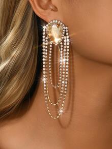 一对闪亮玫瑰红和香槟色水晶女士耳环，水滴流苏耳环，适合女性在日常聚会或婚礼、情人节、母亲节等场合佩戴，也是馈赠佳品。 - 耳環 - 查看 4