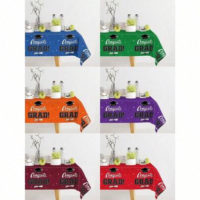1 Pieza Mantel De Graduación, 220*130cm Cubierta De Mesa Desechable De PE Con Diseño De Gorro Doctoral, Mantel De Felicitaciones Para Graduados, Suministros Para Fiesta De Graduación Clase De 2026, Decoración De Fiesta De Graduación, Decoración De Celebración De Graduación, Regalos De Graduación, Mantel De Temporada De Graduación 2026, Decoración Del Hogar, Suministros De Cocina, Decoración De Mesa, Decoración De Superficie De Mesa