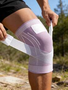 1pc Unisex Basic Compression Knee Support Brace, Suitable For Fitness, Running, Gym, Weightlifting And Other Scenarios - Purple - View 6