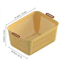 1/2/4pcsMultifunctional Plastic Cosmetic Storage Basket With Handle, Stackable Ventilated Organizer Basket For Bathroom Kitchen Cabinet Desktop Sundry Arrangement - Multicolor - View 11