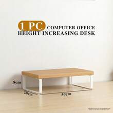 With Internal Storage Space, Key Chain Holder, Wooden Desktop Adjustable Stand, Suitable For Laptop, Monitor, Computer And Printer, Home, Back To School, Dorm, Office Use. - Wood Color - View 7