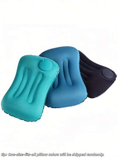 Multi-Color Unisex Foldable Inflatable Travel Pillow, Can Be Used As Neck/Lumbar Support, Portable For Office Nap, Airplane, Train, Home, Outdoor Camping, Machine Washable (Random Color, Universal Size)