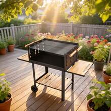3 Größen Grill / Terrassenwagen Modell / Tragbares Outdoor Faltmodell / Multifunktions-Outdoor-Grill / Mit Seitentisch & Ablage / Terrassenkohlegrill - C - Übersicht 1