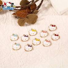 SANRIO 5 piezas de dijes de metal de Hello Kitty, aptos para hacer collares, aretes, pulseras y otros accesorios de joyería DIY - Amuletos - Ver 2