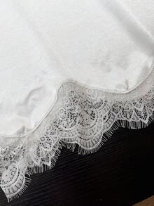 Women's Solid Color Contrast Lace Skirt White Spring - White - View 7