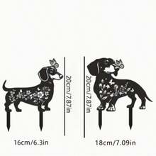 2件套亚克力杜宾犬花园插牌，艺术狗狗装饰，黑色蝴蝶剪影狗狗装饰，适用于草坪、庭院装饰，可爱户外动物雕塑标牌，2D - 花園樁 - 查看 6