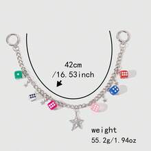 1 pièce Chaîne de sac personnalisée avec dés multicolores, avec décoration minimaliste en forme d'étoile. Convient comme pendentif de sac. Cadeau pour femme, mère, père, graduation et enseignant - Multicolore - Voir 7
