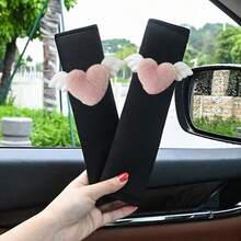2pcs Heart-Shaped Wing Seatbelt Covers, Cute Car Seat Belt Protectors - Ice Silk - View 9