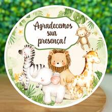 Adesivos Redondo - Safari Jungle - Aniversario -  Festa Infantil - Bebe - Agradecimento - Convidados - 6CM - 65 UNIDADES - Visão 1