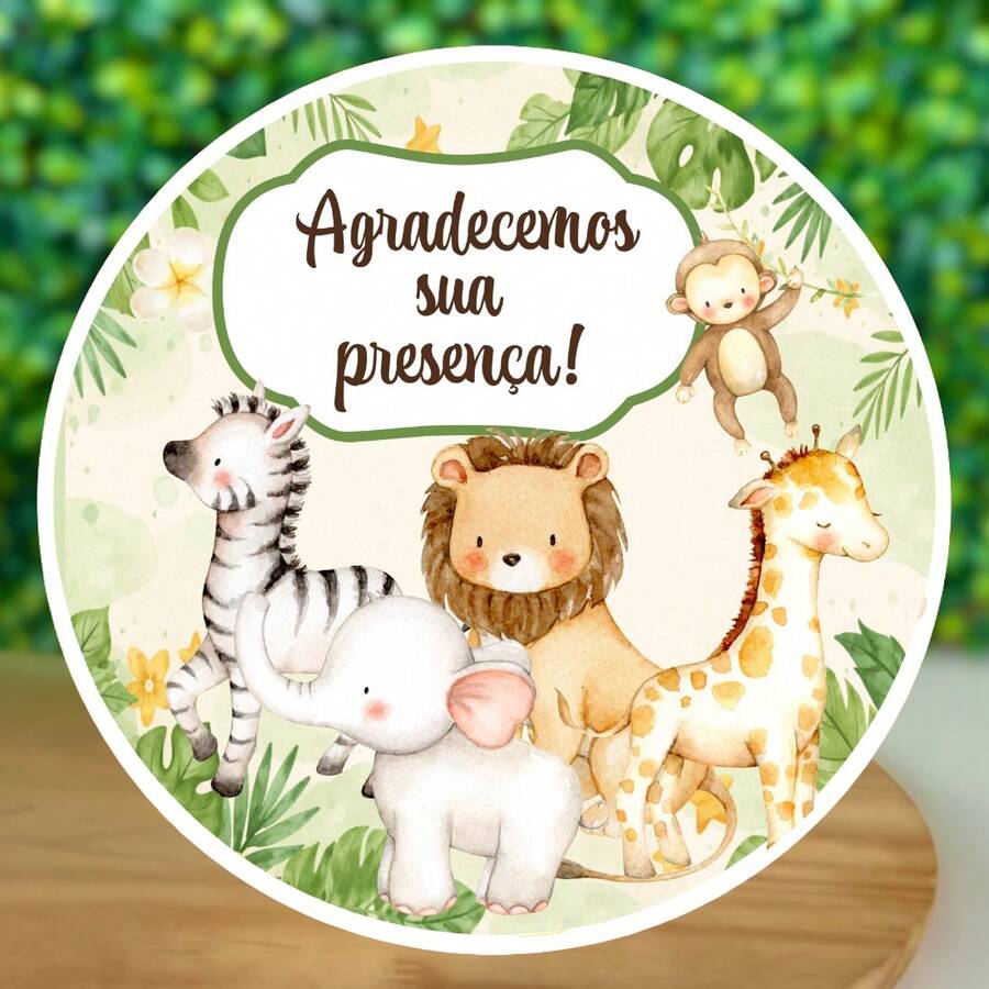 Adesivos Redondo - Safari Jungle - Aniversario -  Festa Infantil - Bebe - Agradecimento - Convidados - 6CM - 65 UNIDADES - Visão 1
