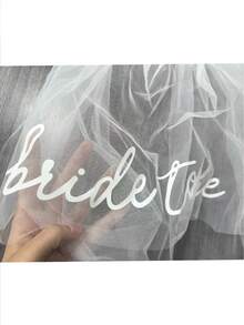 1 pieza Velo de novia para despedida de soltera | Velo blanco de doble capa con letras y peine, accesorio para fotos, estilo romántico - Multicolor - Ver 7