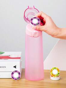 1 pieza Botella de agua deportiva con 1 pieza de cápsula de sabor aleatorio, sin azúcar y sin calorías, botella de hidratación portátil de gran capacidad, ideal para cumpleaños, fitness, correr, actividades al aire libre, temporada de regreso a clases - multicolor - Ver 7
