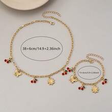 Bộ trang sức 2 món thời trang, tinh tế, thanh lịch, dễ thương, ngọt ngào với thiết kế mặt dây chuyền hình hoa, nơ và quả anh đào, phù hợp cho phụ nữ đeo hàng ngày. - Nhiều màu - Xem 5