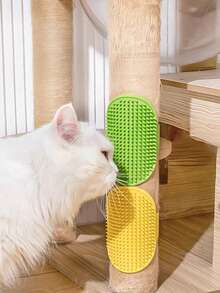 1件装猫咪去毛刷，宠物梳毛刷，猫咪抓板，猫咪按摩刷，猫咪抓挠玩具，美容工具 - 查看 6