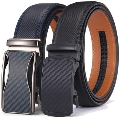 High Quality Men's Genuine Leather Belt, Alloy Automatic Buckle, Leather Material, Fashion Business, Luxury Designer Style, Available In Blue, Brown, Black, 3.5cm Wide, Suitable For Summer, School, Casual, Business Occasions, Can Be Gift For Boyfriend, Husband, Father, Daily Wear, Versatile