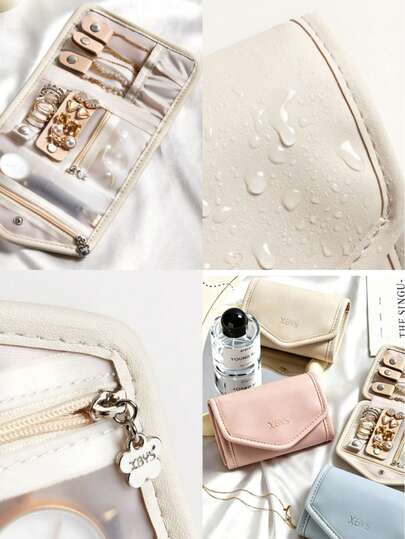 1 chiếc túi đựng trang sức gấp gọn thời trang, chất liệu da, dùng để đựng dây chuyền, bông tai, nhẫn, ví đựng tiền xu, có ngăn đựng đồng hồ, chống thấm nước và bền chắc, thích hợp cho du lịch, dã ngoại, sử dụng hàng ngày, món quà tuyệt vời cho Ngày Valentine, sinh nhật bạn gái, Ngày của Mẹ, đồng nghiệp, giáo viên.