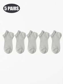 5 Pairs Women's Summer Ultra-Thin Cotton Mesh Ankle Socks, Lightweight Breathable Comfortable Short Socks For Daily Wear - Multicolor - View 16