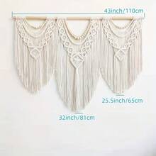 1pc Large Macrame Wall Hanging Boho Tapestry - Bohemian Handmade Tapestry Home Decoration For Bedroom Living Room Wedding Party, 43"X32 - Nhiều màu - Xem 4