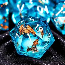 7pcs D&D Dice Set, Liquid-Filled Resin Dice, Handmade Sharp-Edged Polyhedral Dice For Roleplaying Games - Multicolor - View 4
