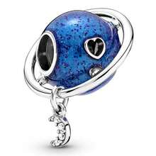 1 pieza Cuenta de encanto de esmalte azul apta para pulsera europea original, regalo de joyería DIY para mujeres - Azul - Ver 8