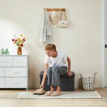 30 Inches Folding Storage Ottoman Bench, Storage Chest, Foot Rest Stool, Bedroom Bench With Storage, Gray - 灰色(新) - 查看 6