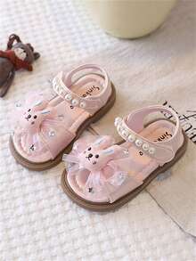 一双可爱时尚的按摩垫平底儿童凉鞋，柔软防滑，适合幼儿学步，春、夏、秋、冬四季穿着。 - 粉色 - 查看 2